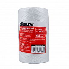 Шпагат DERZHI ПП d2,0 мм, 35 кгс 1,6 текс цвет белый с у/ф стаб 100м универсальный (1/1) 70200-100