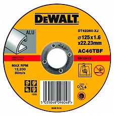 Диск отрезной DeWalt  DT 42360 прямой ф125*22,2*1,6мм,для алюм (1/1)_Z