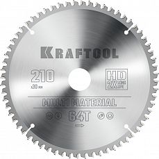 Пильный диск KRAFTOOL по алюминию Multi Material, 210 х 30 мм, 64Т (1/1) 36953-210-30_Z